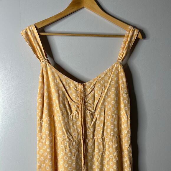 Abercrombie & Fitch Cinched Floral Midi Dress Women’s Large Yellow Cottagecore - Picture 2 of 9